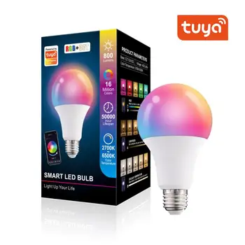 Tuya Bluetooth Smart Led Izzó Fény 10W Intelligens Lámpa E27 B22 RGBW Led Lámpa Szín Változó RGB+CCT Működik Bluetooth-Átjáró